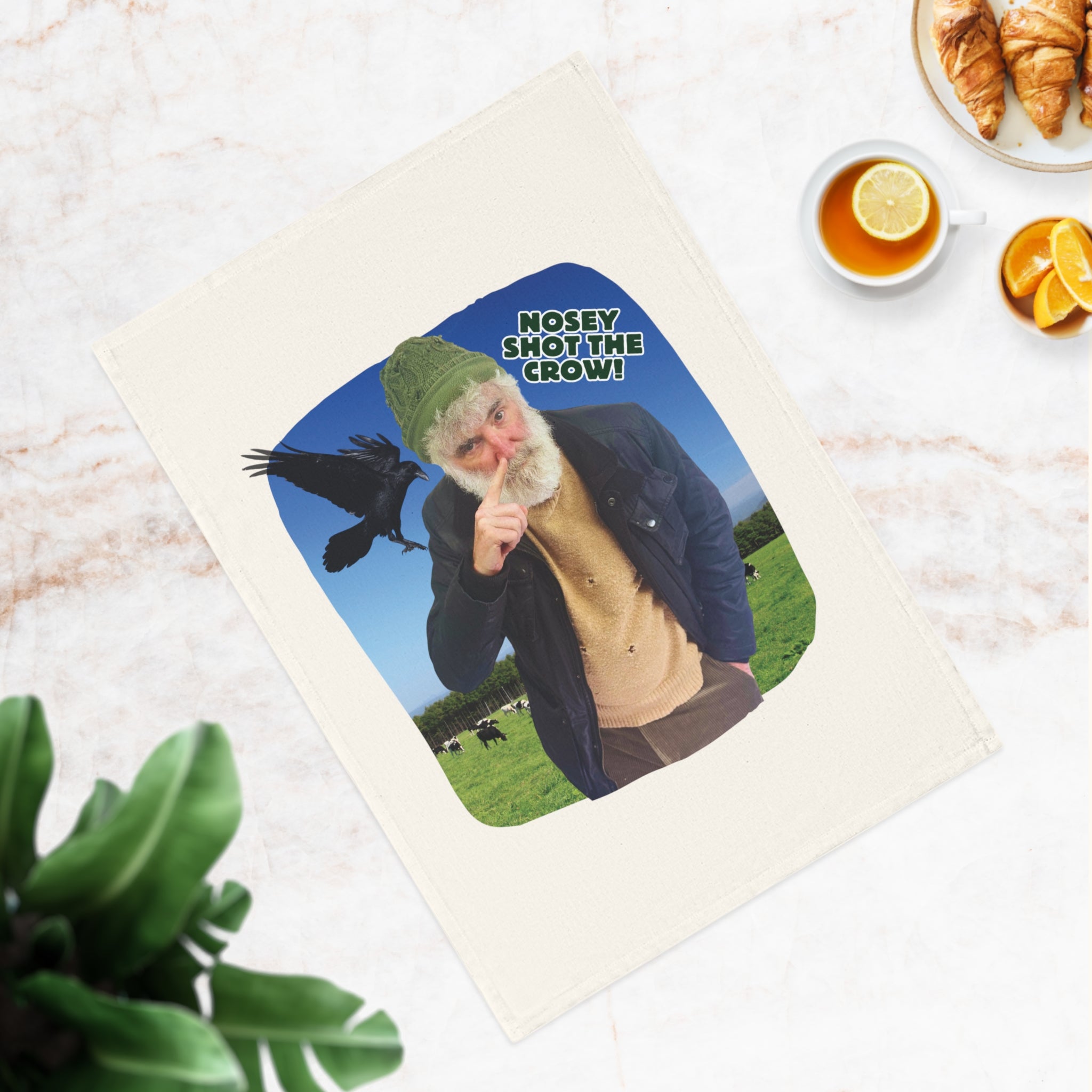 Nosey Shot The Crow! Cotton Tea Towel