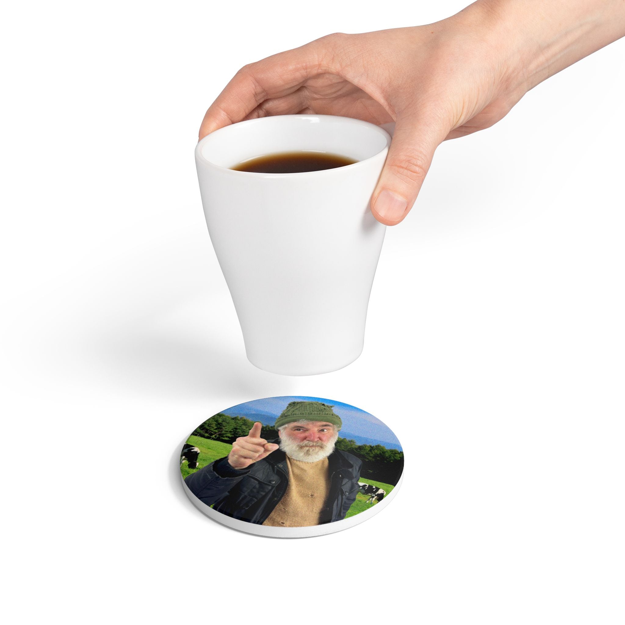 Angry Pointing Ceramic Coaster