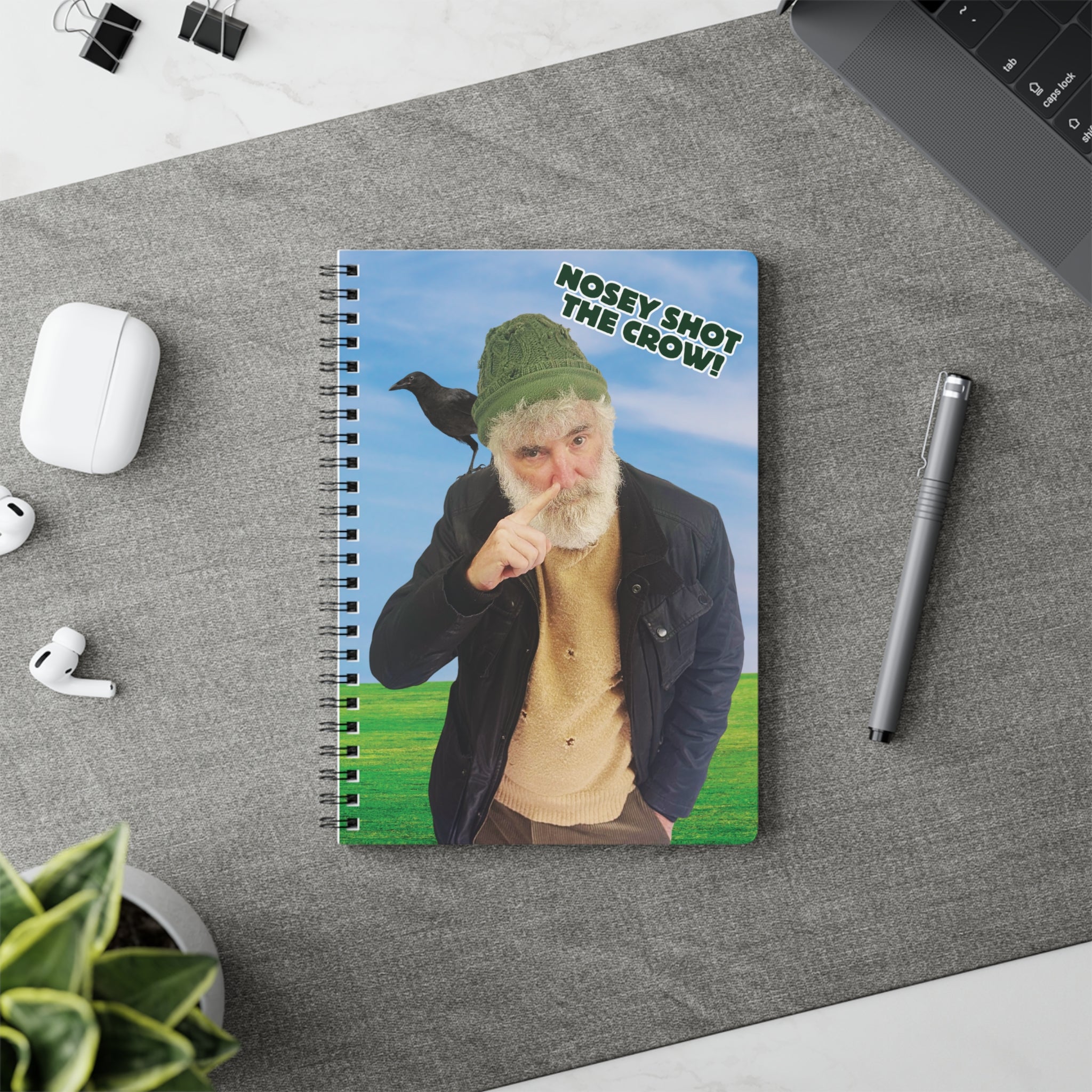 Nosey Shot The Crow! Wire‑bound Notebook